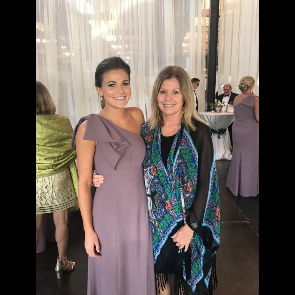 After Six Bow One-shoulder trumpet gown in Mauve